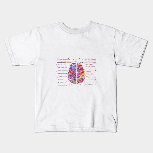 Left and right brain function Kids T-Shirt by RosaliArt